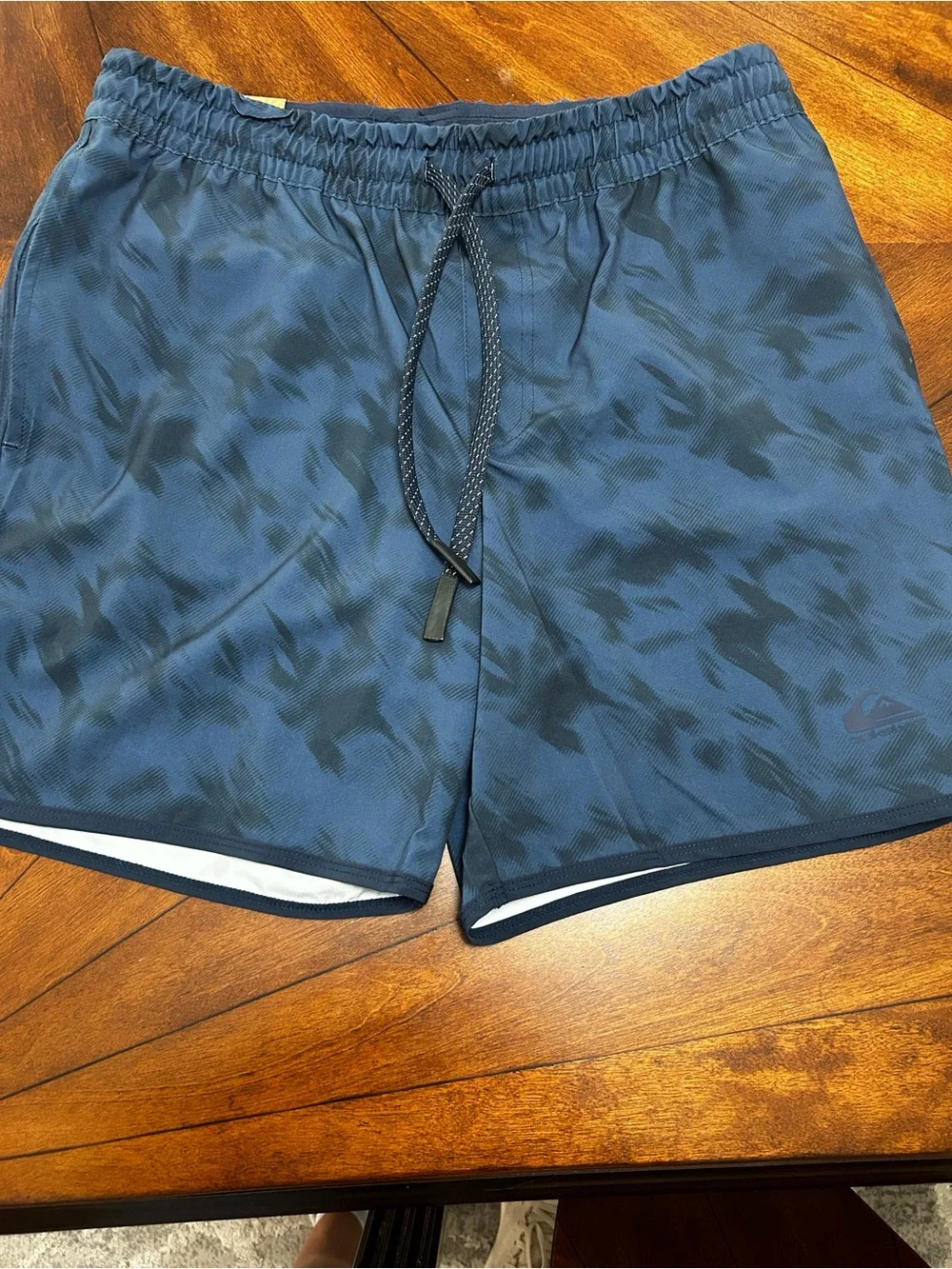 Quiksilver Navy and Dark Navy Camouflage Swim Shorts